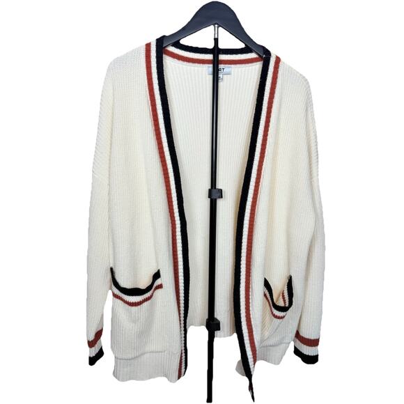 Oat New York Sweaters - Oat New York Cardigan Women’s Sz M Varsity Style Open Front Cotton Blend